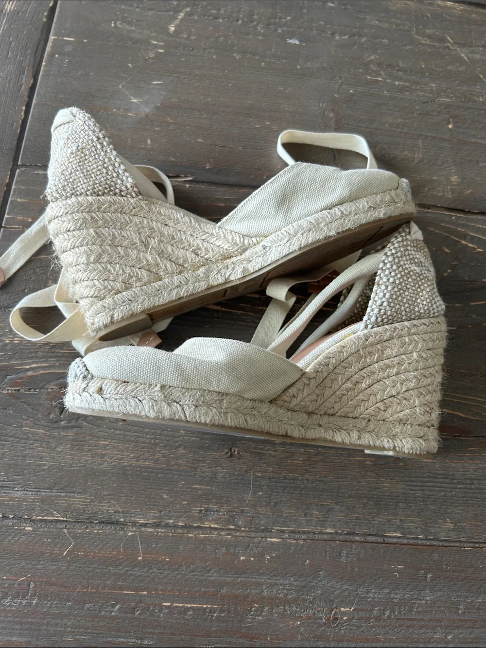 Castañer Carina Cream Canvas Espadrille Wedges